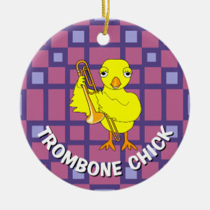 Trombone Chick Ceramic Ornament