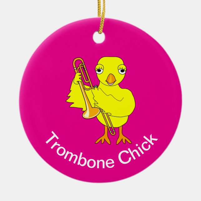 Trombone Chick Ceramic Ornament (Front)