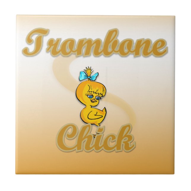 Trombone Chick Ceramic Tile (Front)