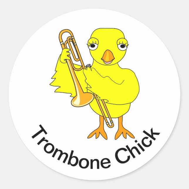 Trombone Chick Classic Round Sticker (Front)