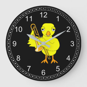 Trombone Chick Large Clock