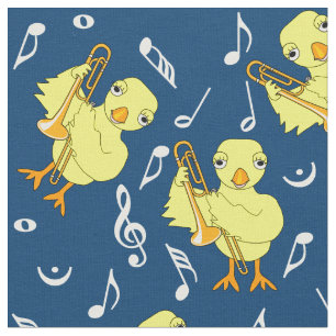 Trombone Chick Music Notes Fabric