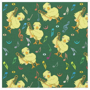 Trombone Chick Music Notes Fabric