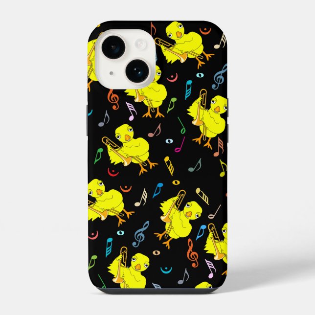 Trombone Chick Music Notes iPhone Case (Back)
