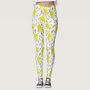 Trombone Chick Music Notes Leggings