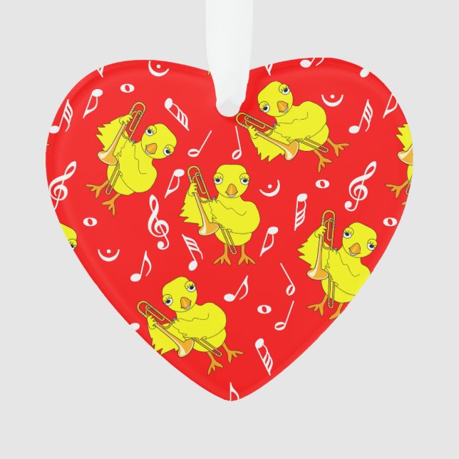 Trombone Chick Music Notes Ornament (Front)