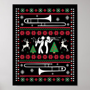 Trombone Christmas Ugly Trombonist Jazz Music Marc Poster