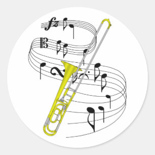 Trombone Classic Round Sticker