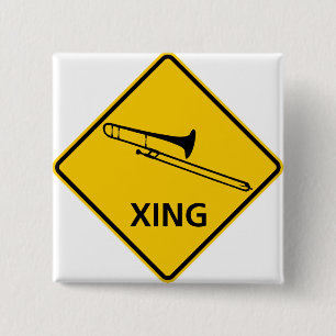 Trombone Crossing Highway Sign 15 Cm Square Badge