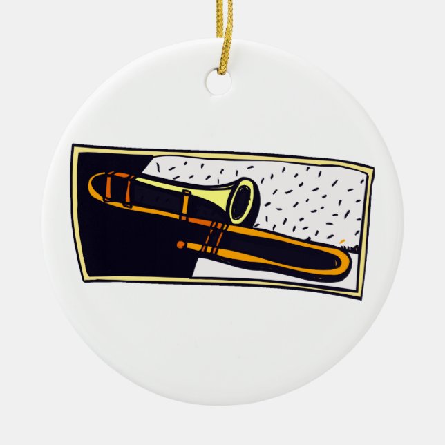 Trombone Dark Background Graphic Design Ceramic Ornament (Front)
