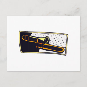 Trombone Dark Background Graphic Design Postcard