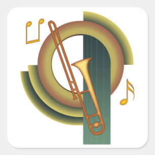 Trombone Deco1 Square Sticker