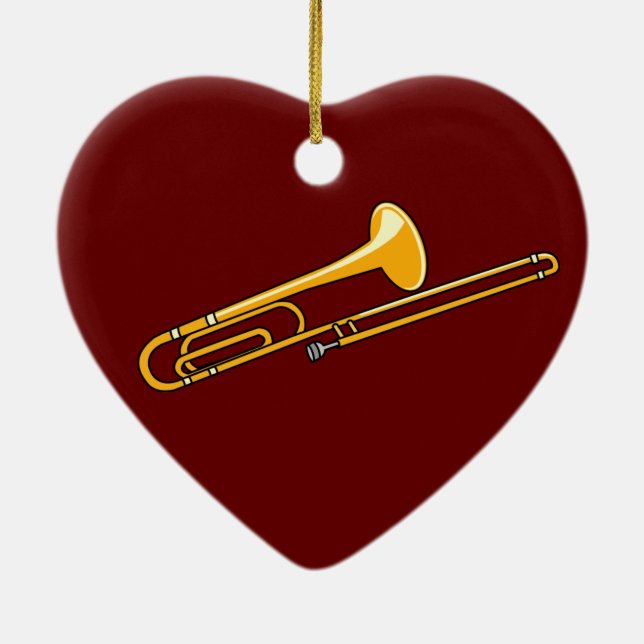 Trombone Drawing Ceramic Ornament (Back)