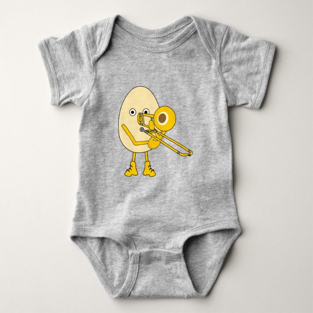Trombone Egghead Baby Bodysuit (Front)