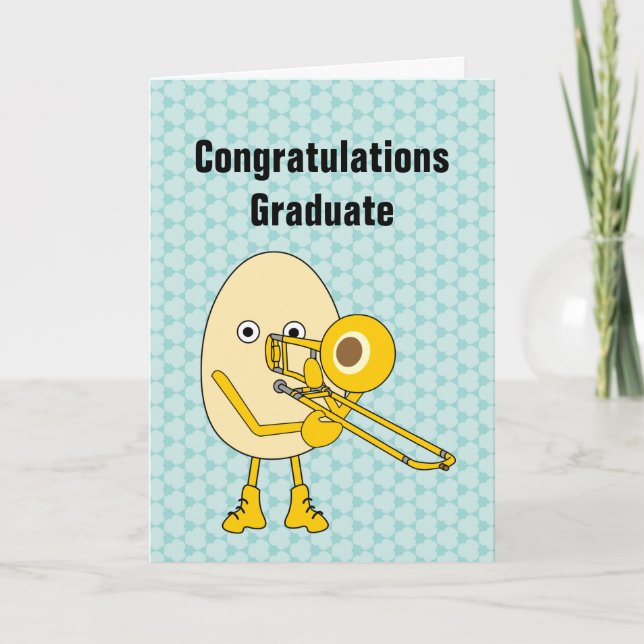 Trombone Egghead  Graduation Card (Front)