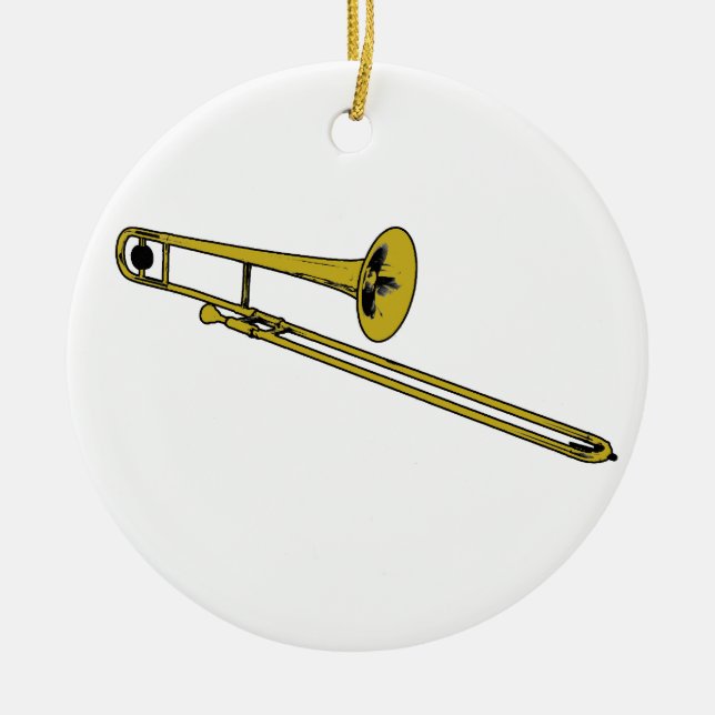 Trombone Gear Ceramic Tree Decoration (Front)