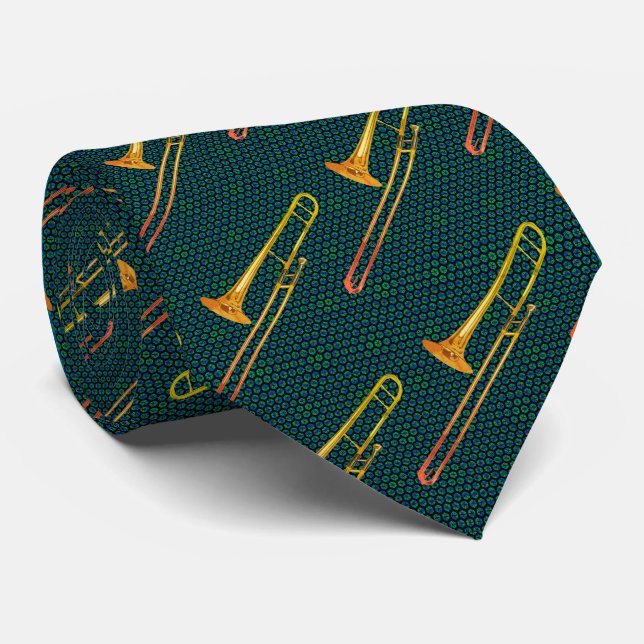 Trombone Green Neck Tie (Rolled)