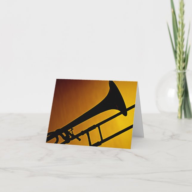 Trombone Greeting Card Gold Background (Front)