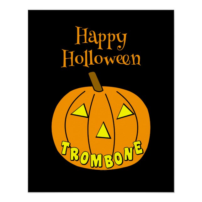 Trombone Halloween Pumpkin Black Poster (Front)