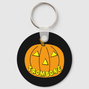 Trombone Halloween Pumpkin Key Ring