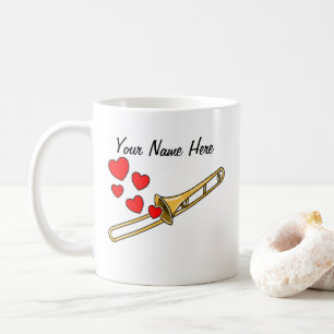 Trombone Hearts Trombonist Brass Musician Custom Coffee Mug