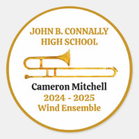 Trombone High School Band Gold Personalised