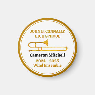 Trombone High School Band Gold Personalised Magnet
