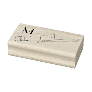 Trombone Initial Monogram Musician Band Teacher Rubber Stamp