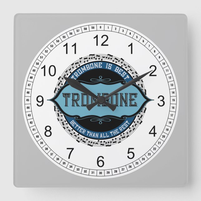 Trombone Is Best Square Wall Clock (Front)