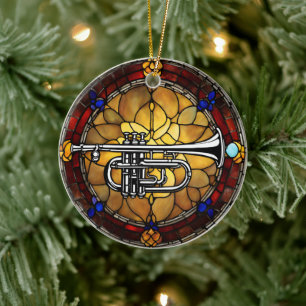 Trombone Music Ceramic Ornament