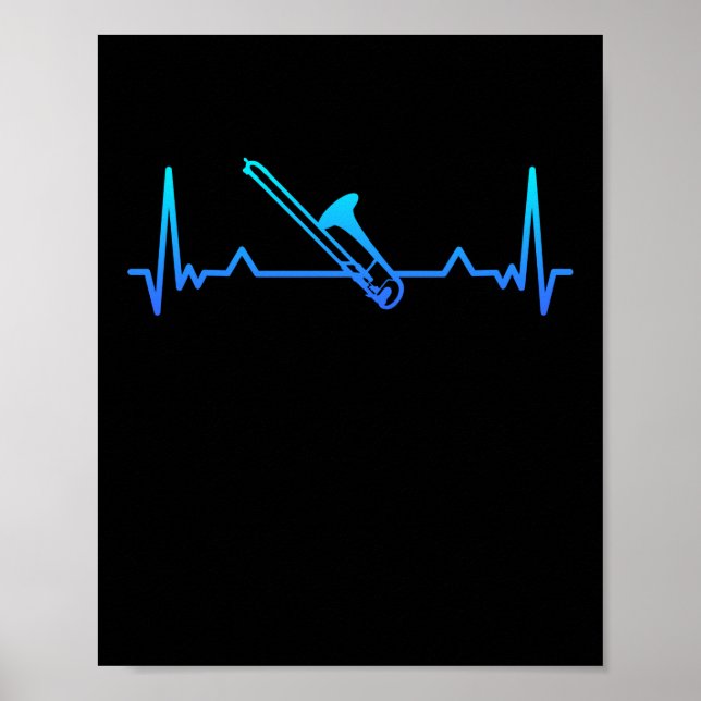 Trombone Music Heartbeat Funny Mum Gift Poster (Front)