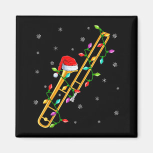 Trombone Music Lover Xmas Lights Santa Trombone Ch Magnet