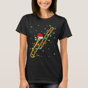 Trombone Music Lover Xmas Lights Santa Trombone Ch T-Shirt