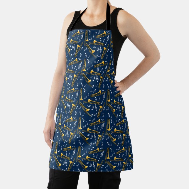 Trombone Music Notes Pattern Apron (Insitu)