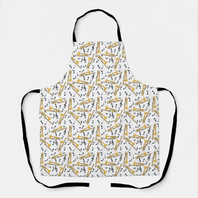Trombone Music Notes Pattern Apron (Front)