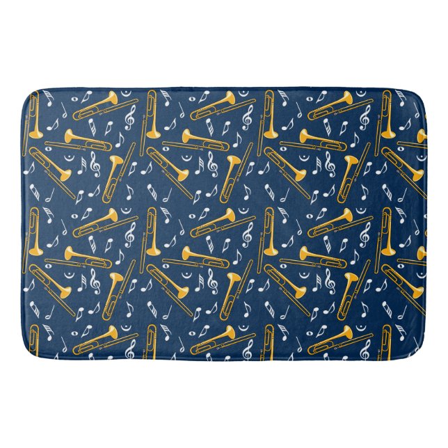 Trombone Music Notes Pattern Bath Mat (Front)