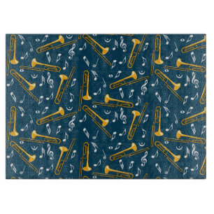 Trombone Music Notes Pattern Cutting Board