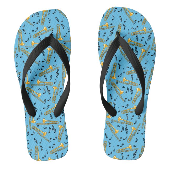 Trombone Music Notes Pattern Thongs (Footbed)
