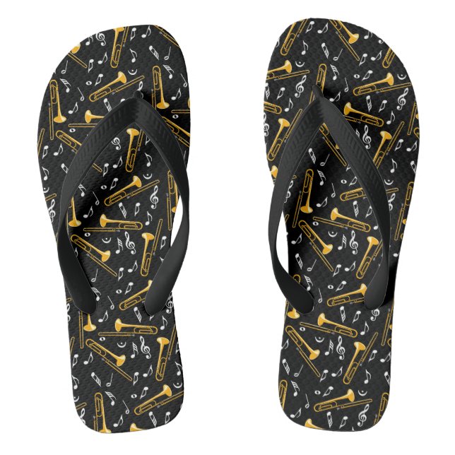 Trombone Music Notes Pattern Thongs (Footbed)