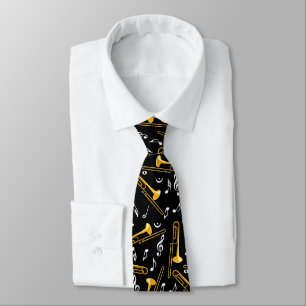 Trombone Music Notes Pattern Tie