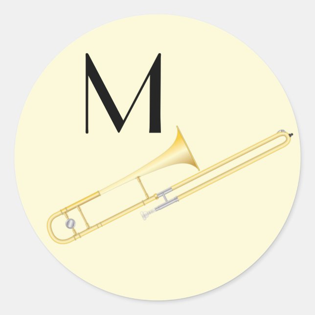 Trombone Musician Band Teacher Classic Round Sticker (Front)