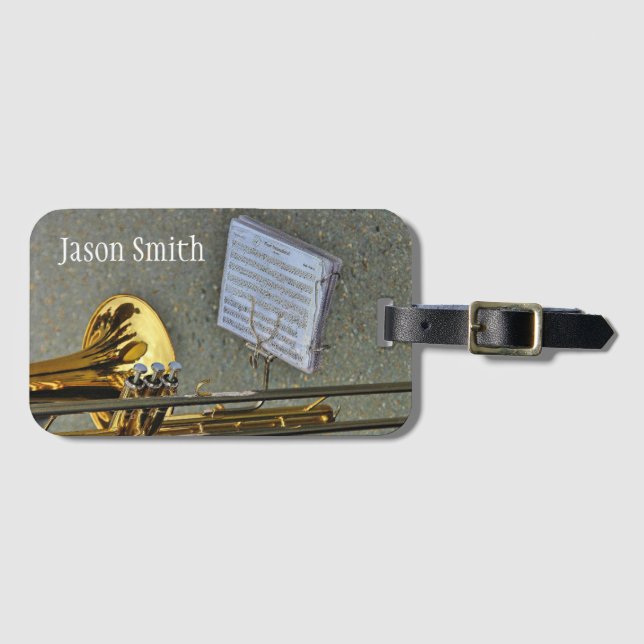 Trombone name brass instrument case luggage tag (Front Horizontal)