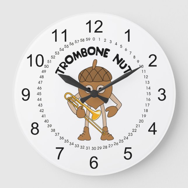 Trombone Nut Text Large Clock (Front)