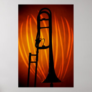Trombone on Fire Art Poster
