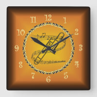 Trombone On Musical Scroll & Russet Orange ~