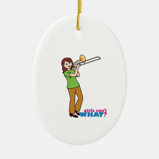 Trombone-player 2 ceramic ornament (Front)