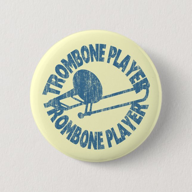 Trombone Player 6 Cm Round Badge (Front)
