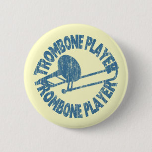 Trombone Player 6 Cm Round Badge