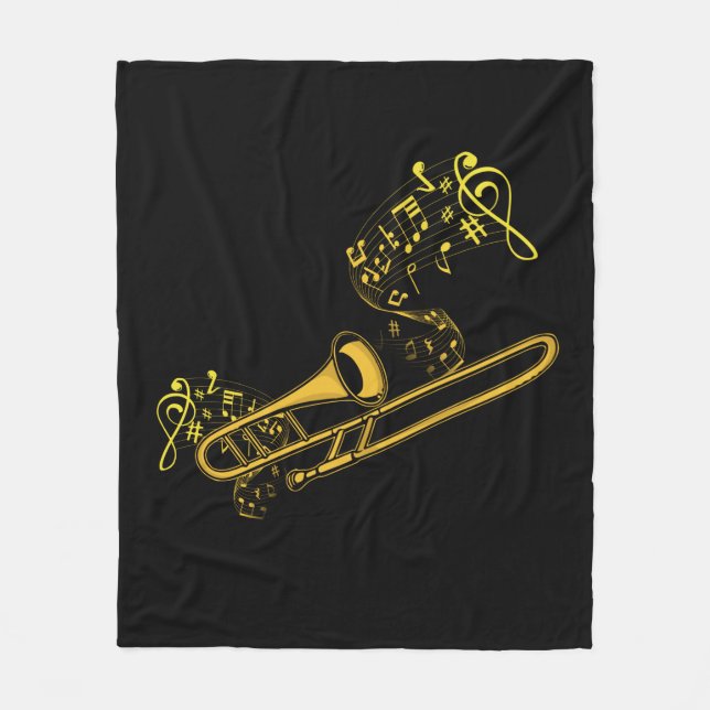 Trombone Player Brass Music Instrument Big Band Fleece Blanket (Front)