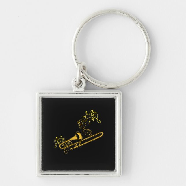 Trombone Player Brass Music Instrument Big Band Key Ring (Front)